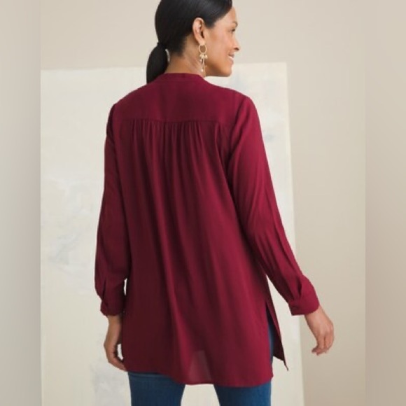 Chicos Maroon Satin Tunic Size 3 NWT - Picture 4 of 6